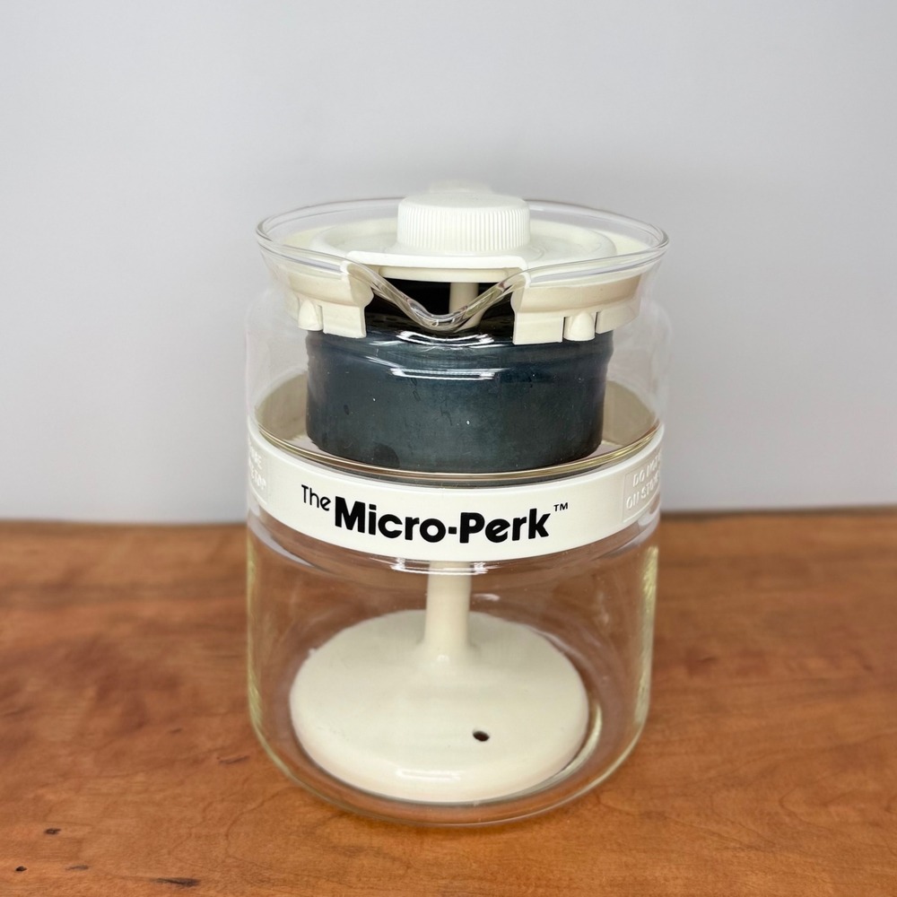 Vintage Gemco The Micro-Perk Microwave Coffee Percolator Glass White C-32 USA